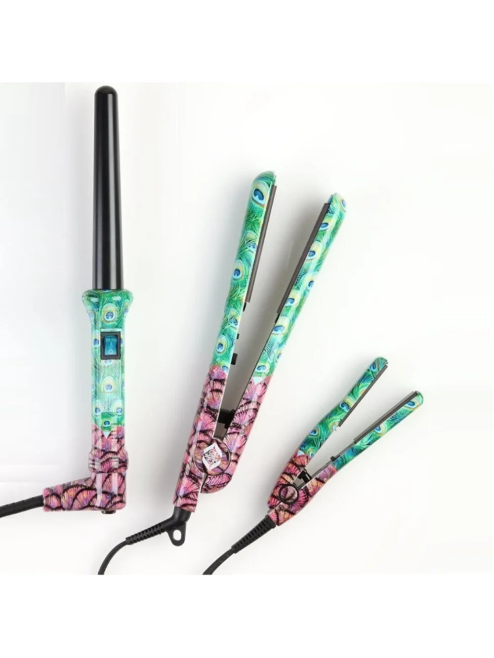 Beyond The Beauty Limited Edition Peacock Ceramic Curling and Flat Iron 3PC Set